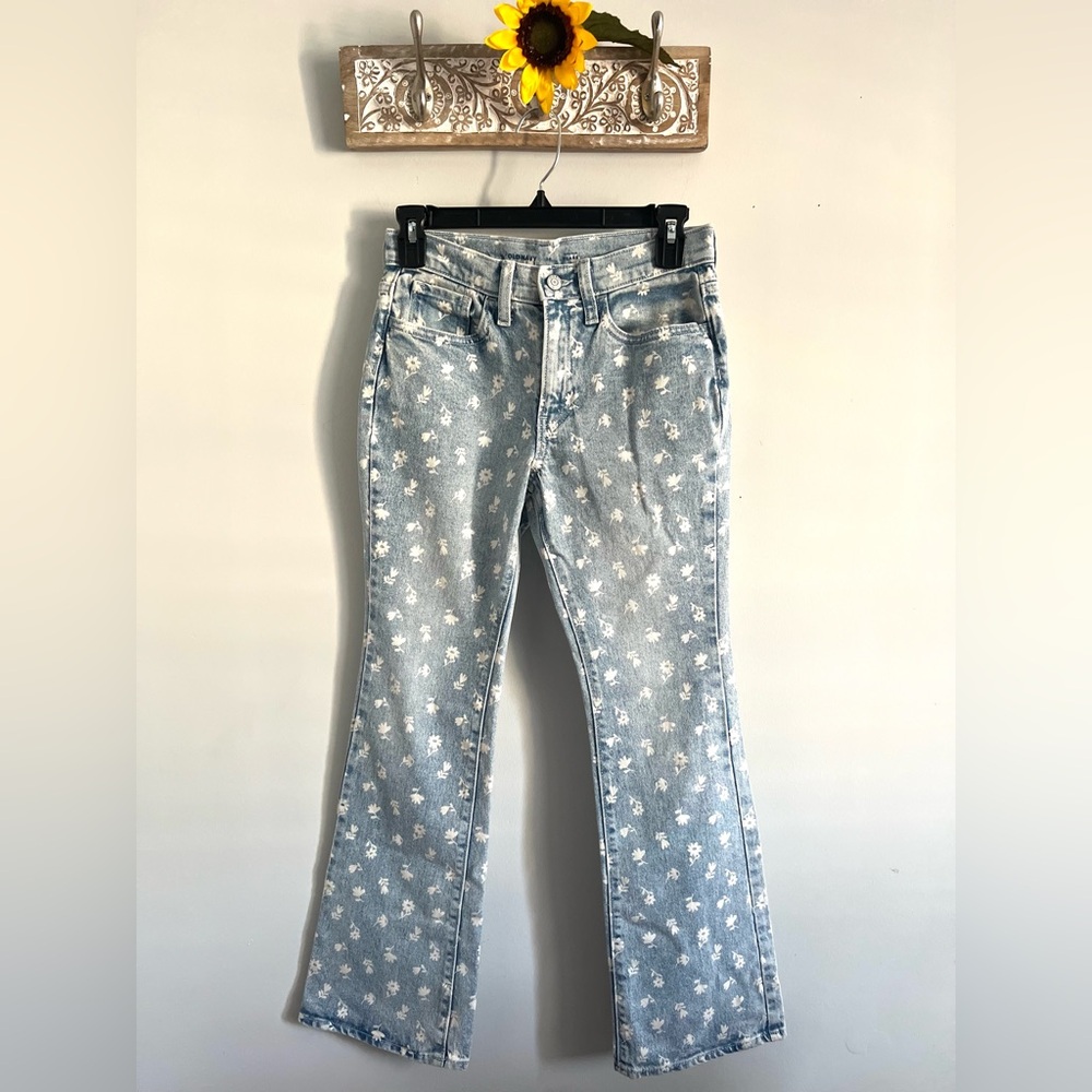 OLD NAVY Girls Floral High Waisted Flare Jeans - Size 14
